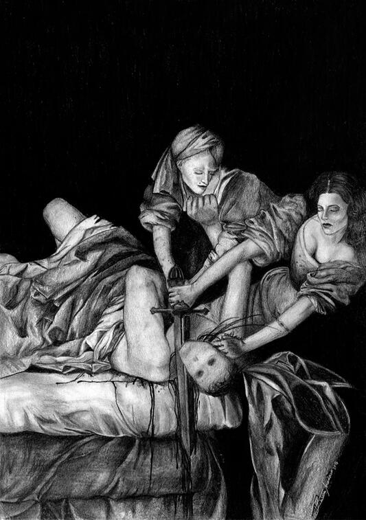 Beheading, 2016, graphite pencils